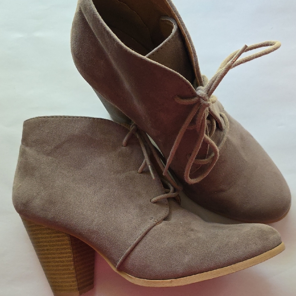 Maurices Taupe Heeled Boots Size 9